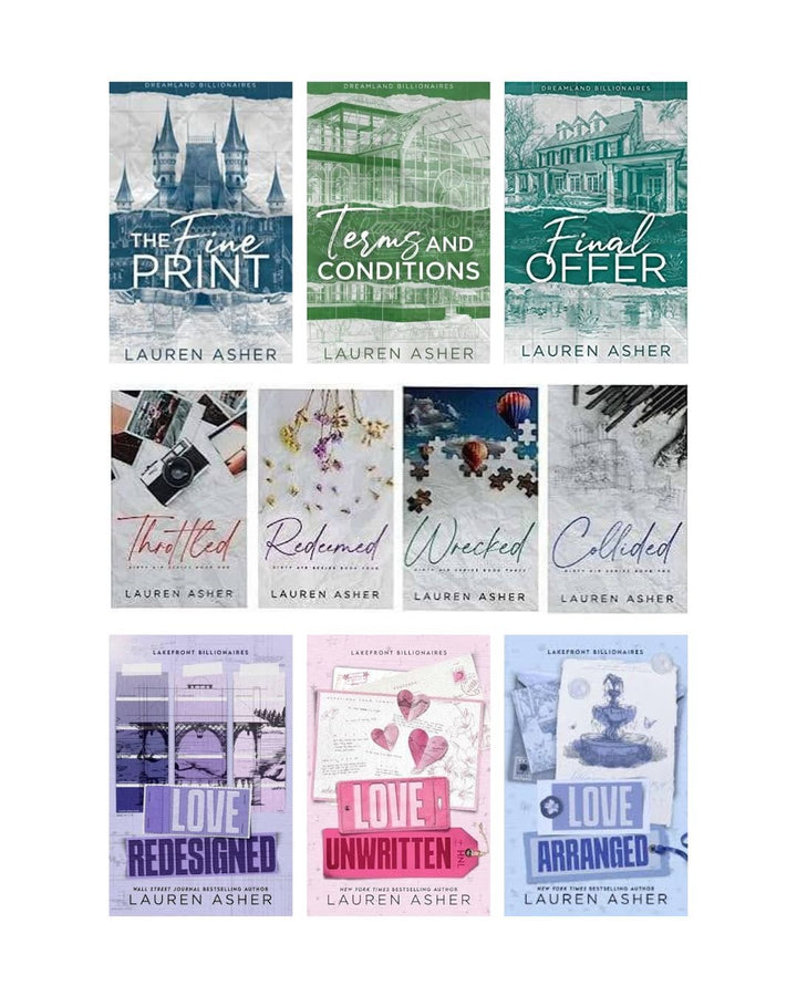 Lauren Asher Book Set (10 Books Combo) | Dreamland Billionaires, Dirty Air &amp; Lakefront Billionaires - Love Arranged | Cash on Delivery | Free Bookmarks
