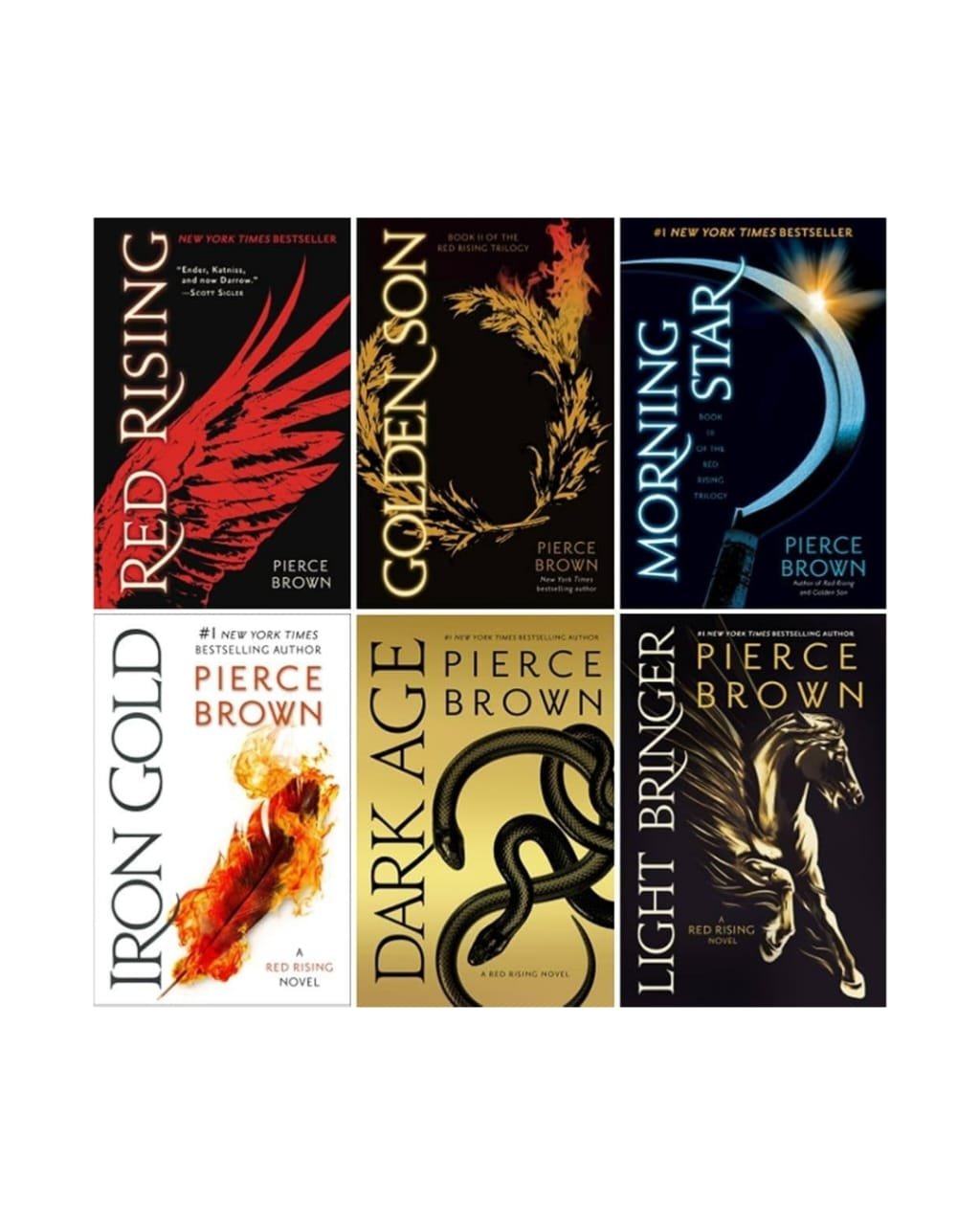 Red Rising Series (Red Rising, Golden Son, Morning Star, Iron Gold, Dark Age, Light Bringer) by Pierce Brown | Paperback