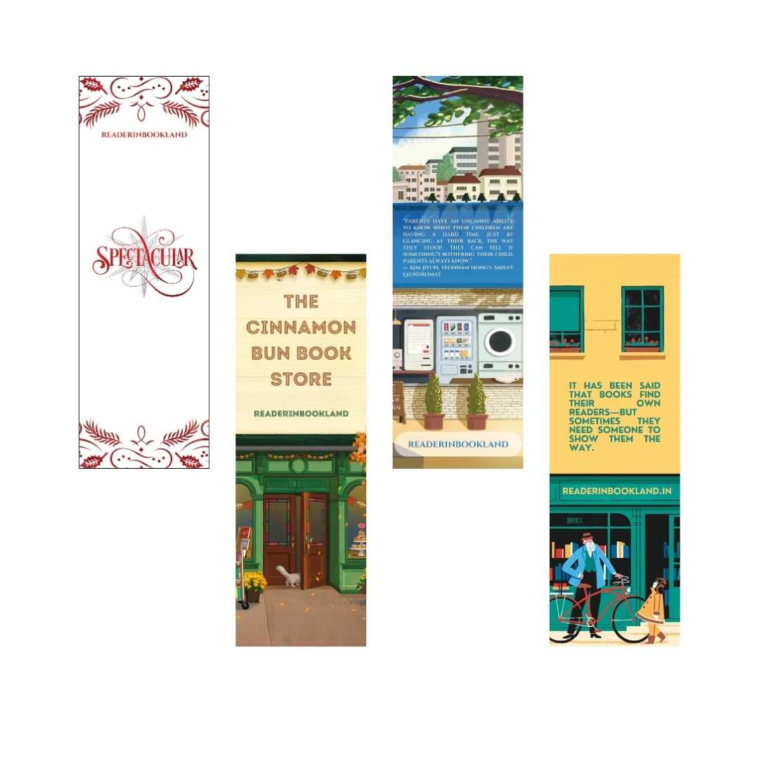Spectacular + The Cinnamon Bun Book Store + Yeonnam-dong's Smiley Laundromat + Door to Door Bookstore - 4 Bookmarks