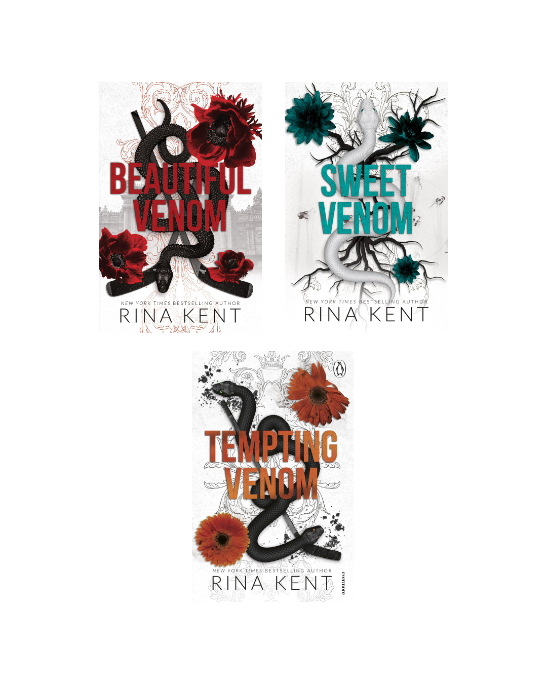 Rina Kent Venom Series 3-Book Paperback Set (Beautiful Venom, Sweet Venom, Tempting Venom)