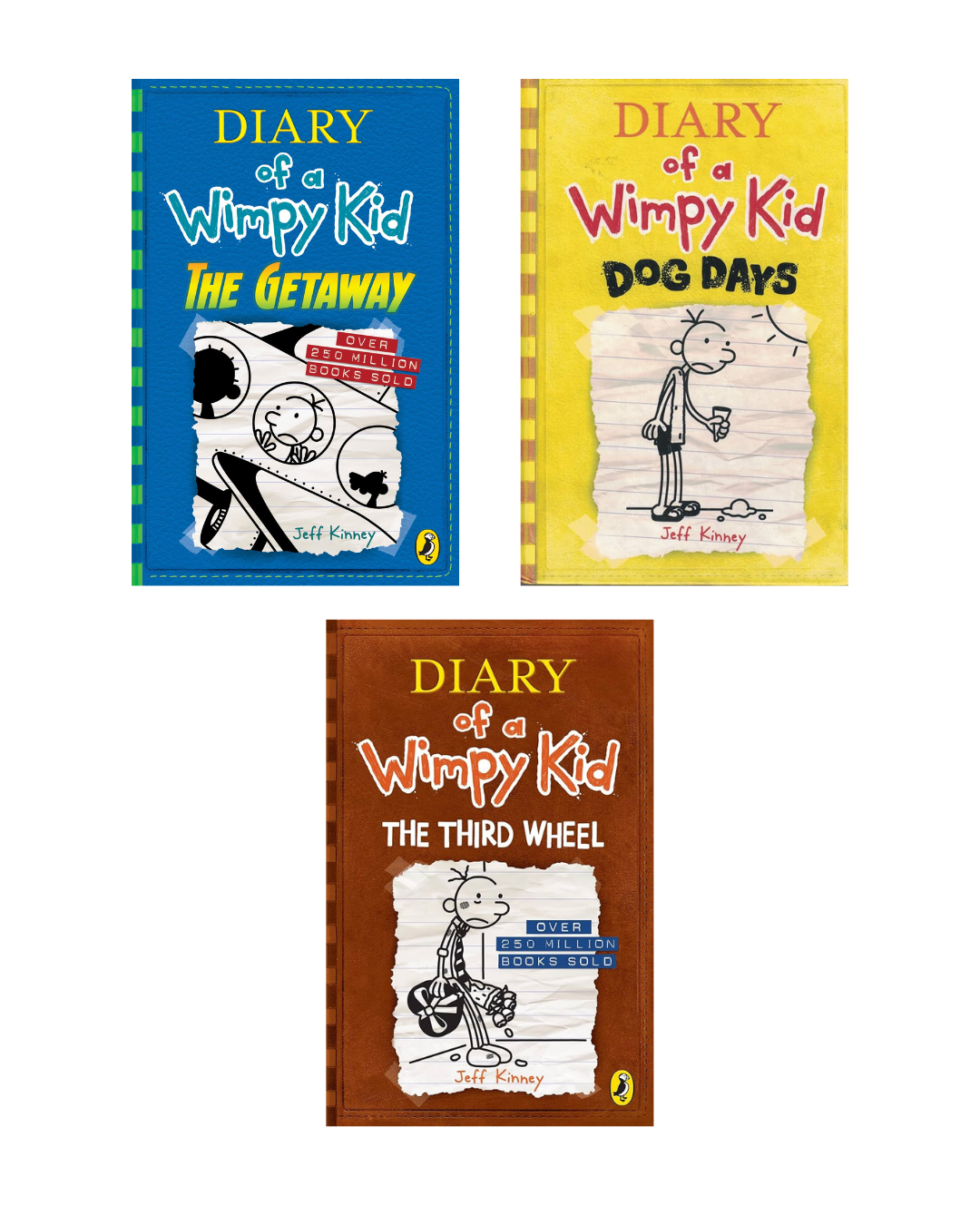 Diary of a Wimpy Kid Combo Set: The Getaway + Dog Days + The Third Wheel by Jeff Kinney | English Paperback