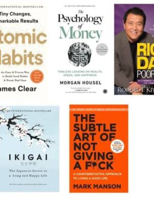 Self help combo - 5 Books (Atomic Habits + Psychology of money + Rich dad Poor dad + Ikigai + The subtle art of not giving)